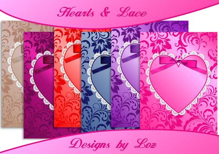6 Hearts & Lace Card Fronts