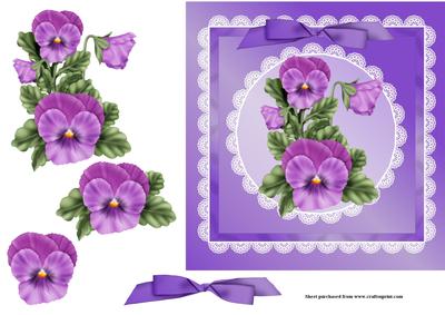 Pansies & Lace Square Quick Card Front