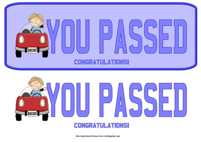 Male Driving Test Passed Dl Quick Card with Decoupage
