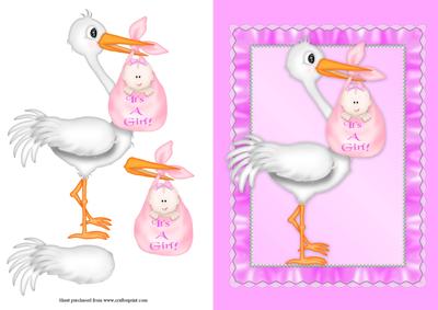 It's a Girl! Quick Card Front with Decoupage
