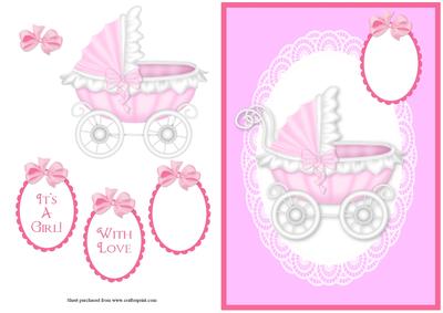 Baby Girl Quick Card with Decoupage