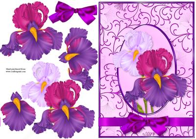 Beautiful Iris Quick Card with Decoupage