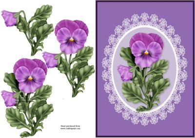 Pansies & Lace 2 Quick Card with Decoupage