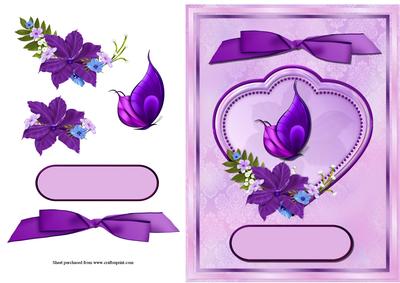 Purple Floral Quick Card Front with Decoupage