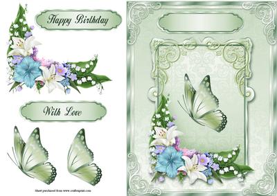 Florals with Butterfly Quick Card with Decoupage