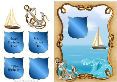 Sailboat for Dad Quick Card with Decoupage