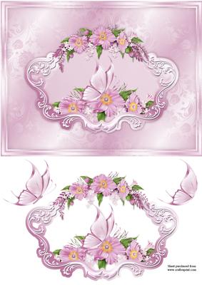 Pink Butterfly and Florals Quick Card with Decoupage