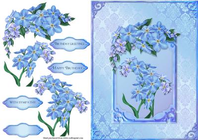 Forget Me Not Quick Card with Decoupage