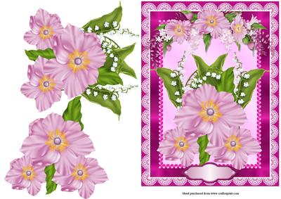Roses and Lillies Quick Card Front with Decoupage