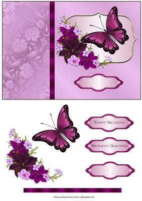 Burgundy Butterfly with Decoupage Quick Card