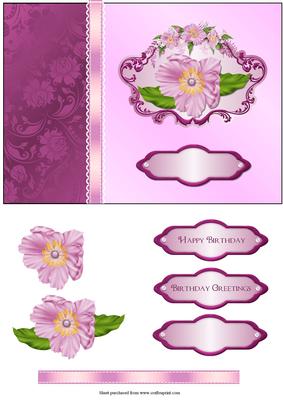 Burgundy Florals with Decoupage Quick Card