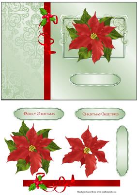 Christmas Poinsettia with Decoupage Quick Card