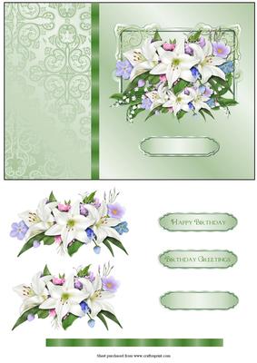 Birthday Lillies with Decoupage Quick Card