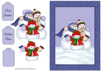 Snowfamily Quick Card with Decoupage