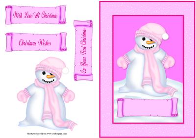 Girl 1st Christmas Quick Card with Decoupage