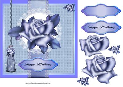 Feeling Blue? Square Quick Card with Decoupage