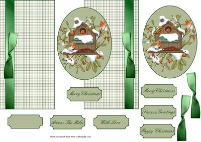 Christmas Birds 6 x 6 Gatefold with Decoupage