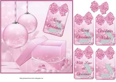It's a Pink Christmas 6 x 6 Square Quick Card with Decoupage