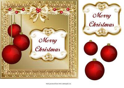 Gold Christmas 6 x 6 Square Quick Card with Decoupage