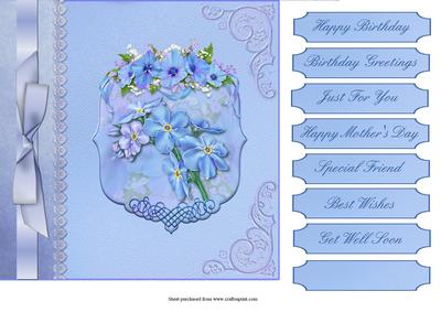 Blue Floral Square Quick Card