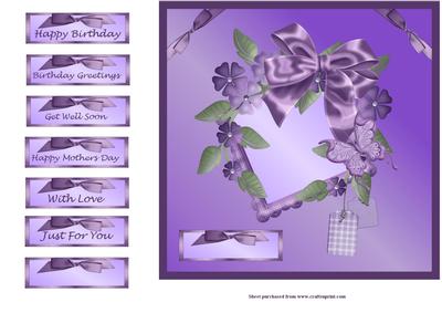 Purple Bows Square Quick Card