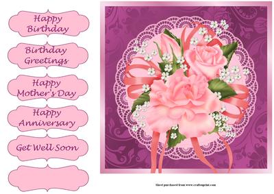 Beautiful Roses & Lace Square Quick Card