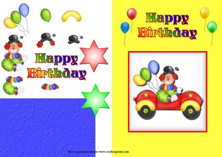 Bright Clown Birthday Card