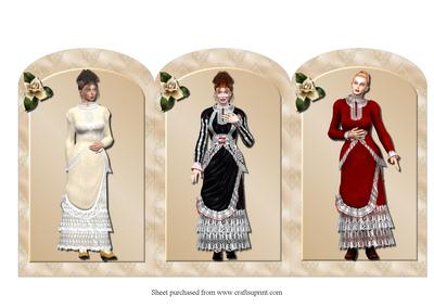 Victorian Ladies Tri Fold Card