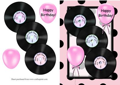 Pink Rock'n'roll Birthday Quick Card
