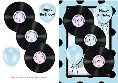 Blue Rock'n'roll Birthday Quick Card