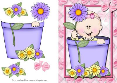 Flowerpot Baby Girl Quick Card