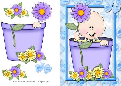 Flowerpot Baby Boy Quick Card