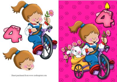 Girls 4th Birthday Quick Card