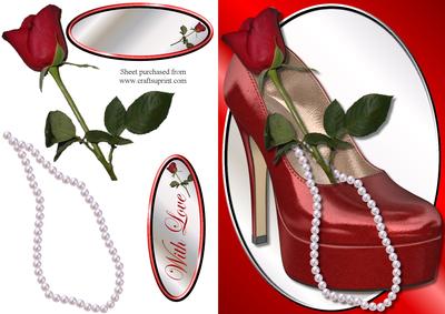 Shoe, Rose & Pearls Quick Card