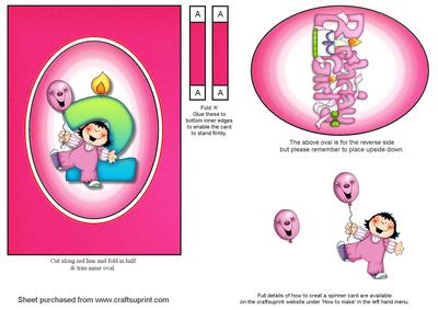 2nd Birthday Girl Spinner Card