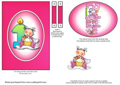 Girls 1st Birthday Spinner Card