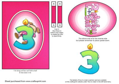 Girls 3rd Birthday Spinner Card