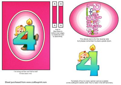 Girls 4th Birthday Spinner Card