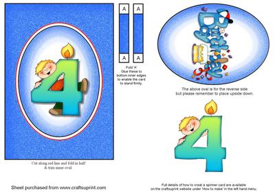 Boys 4th Birthday Spinner Card