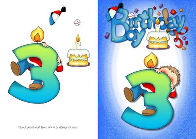 Boys 3rd Birthday Quick Card