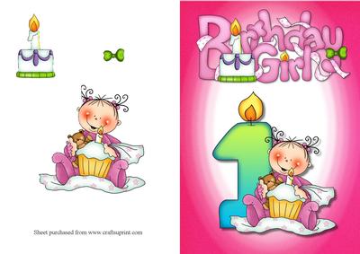 Girls 1st Birthday Quick Card