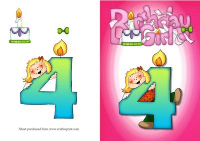 Girls 4th Birthday Quick Card