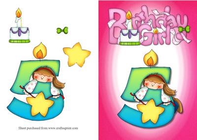 Girls 5th Birthday Quick Card