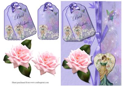 Lavender & Pink Rose Quick Card