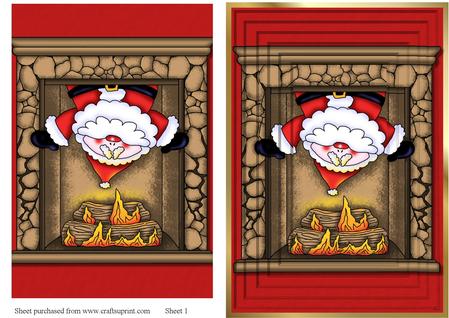 A5 Santa in the Chimney Pyramid Card Front