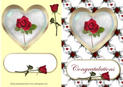Rose in Heart Decoupage Quick Card Front