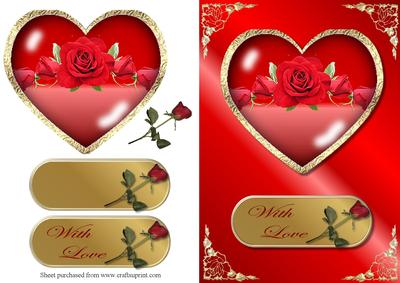 Roses in Heart 2 Decoupage Quick Card Front