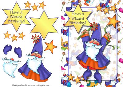 Have a Wizard Birthday! Decoupage Quick Card Front