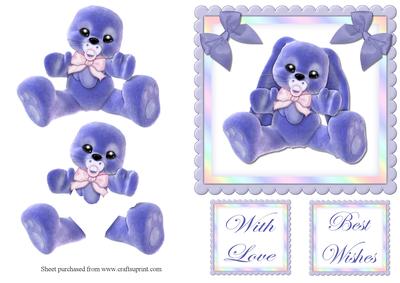 Baby Bear Decoupage Quick Card Front
