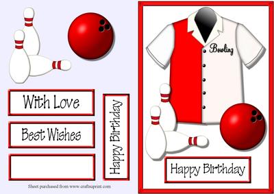 Bowling Decoupage Quick Card Front